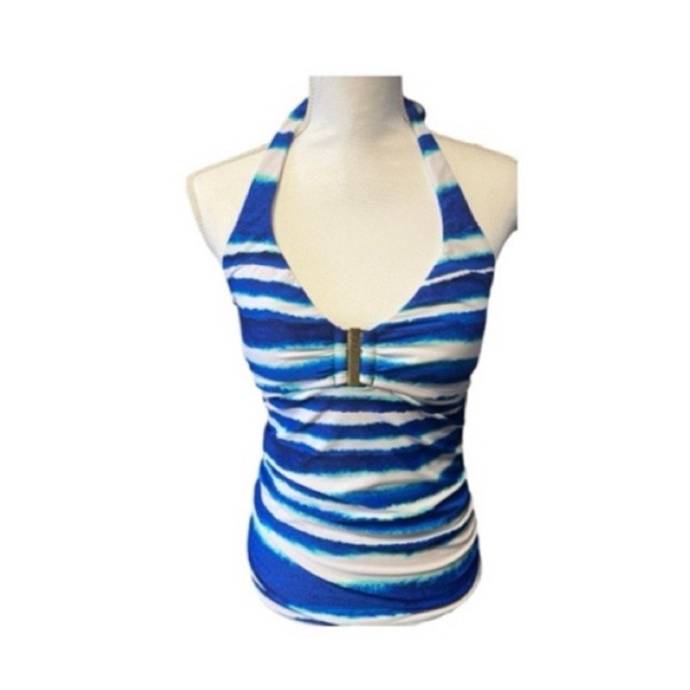 La Blanca Striped Halter Tankini Top‎